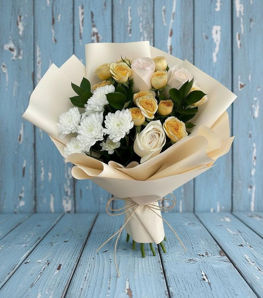 Букет цветов из: Розы и Хризантемы в Аксай
