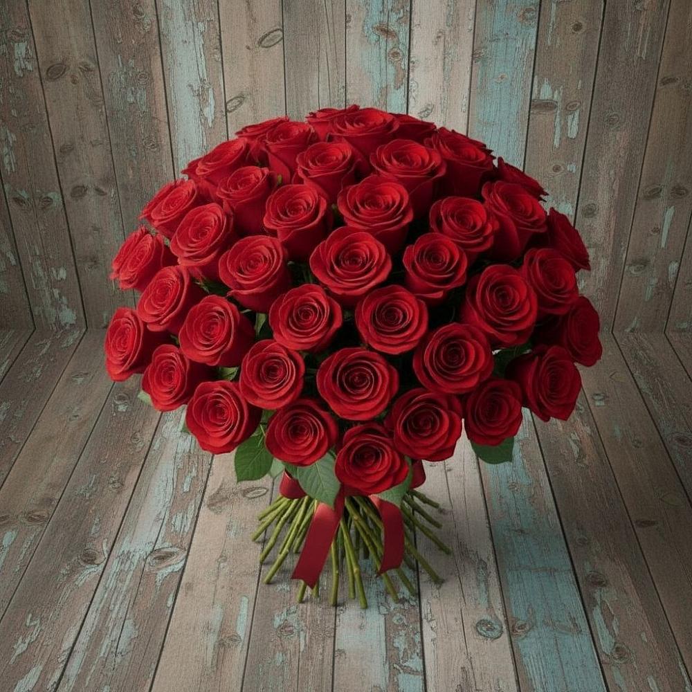 Букет 55 Красных роз Фридом в Аксай