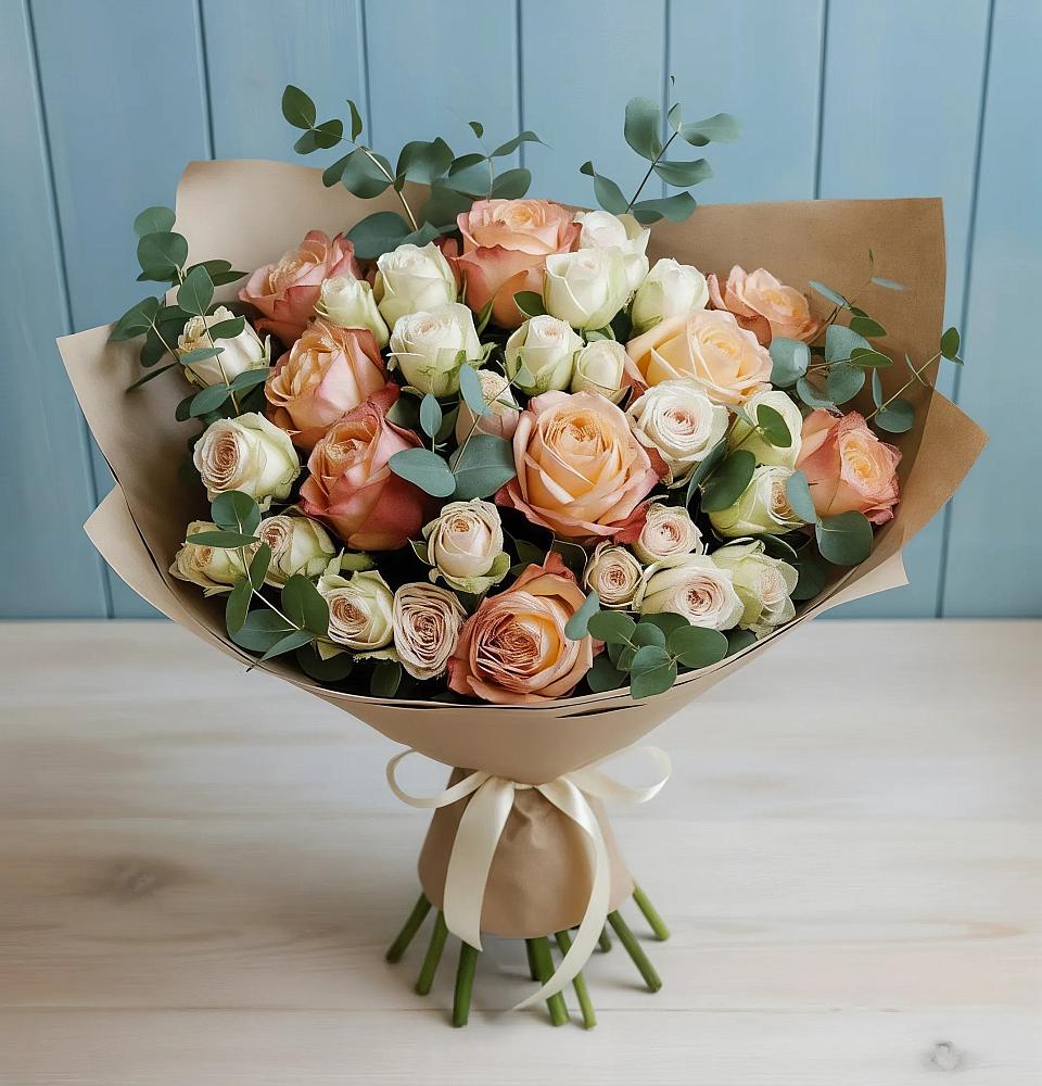 Букет цветов из: Альстромерии и Розы в Аксай