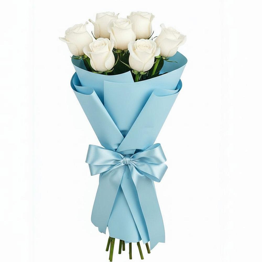 Букет 7 белых роз Проуд в Аксай