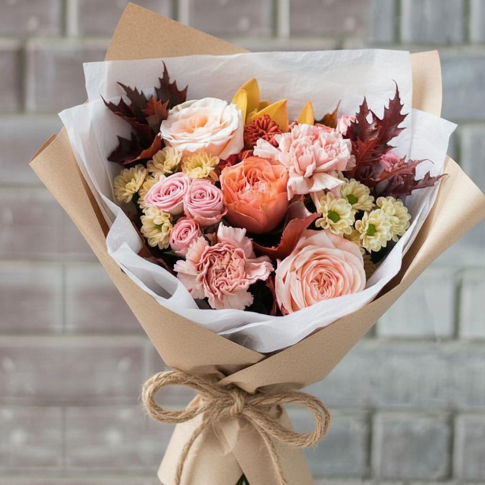 Букет цветов из: Гвоздики, Хризантемы и Розы в Аксай