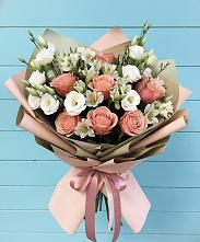 Букет цветов из:  Розы, Альстромерии и Лизиантусы в Аксай