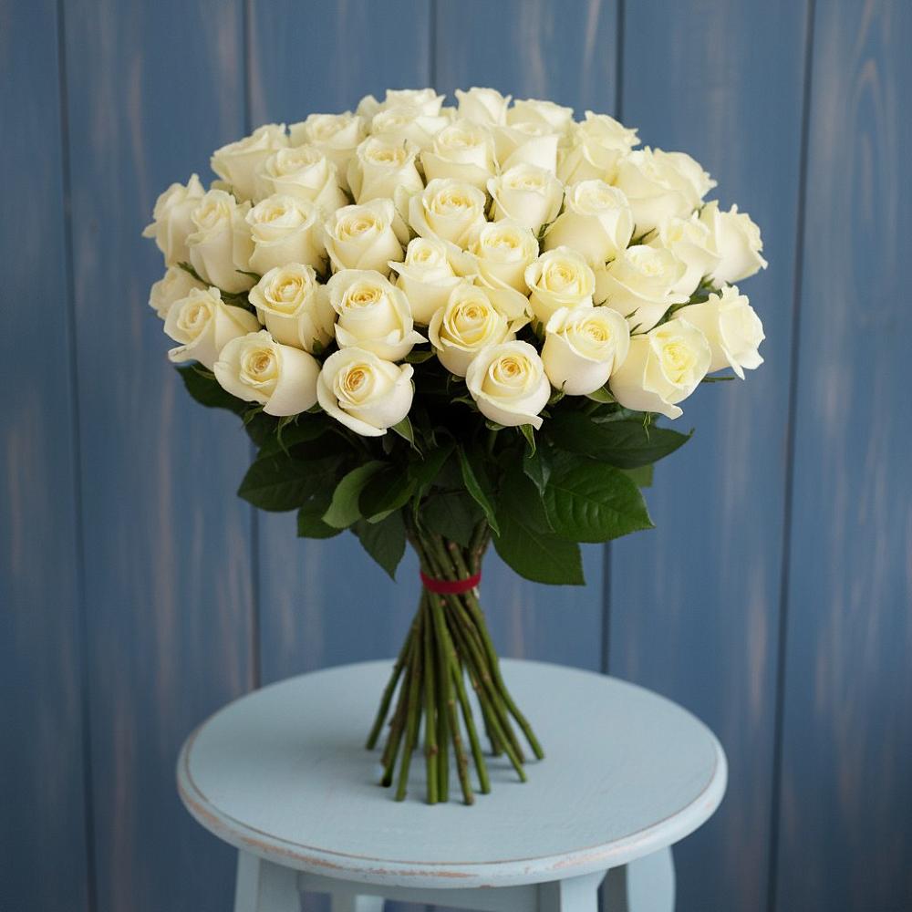 Букет 51 Белая роза Эдлесс Лав в Аксай