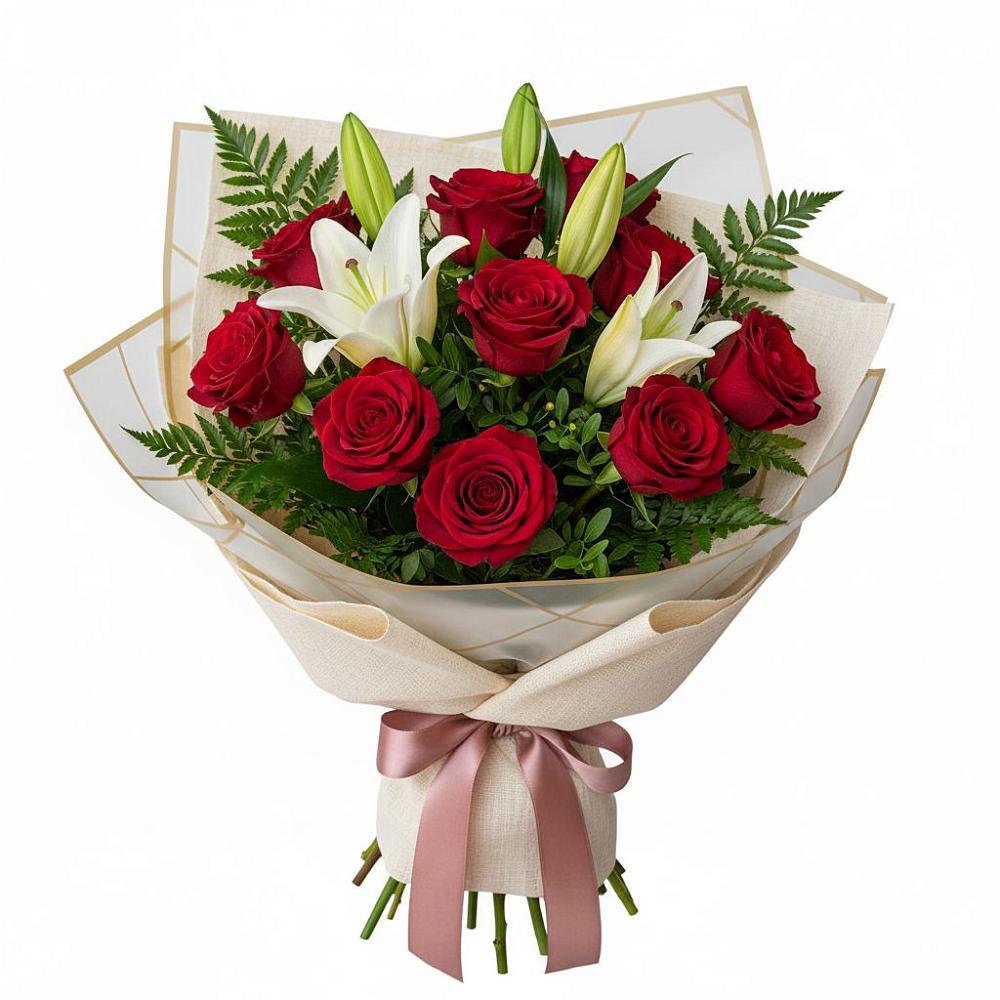 Букет цветов из: Лилии и Розы в Аксай