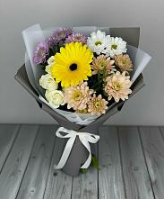 Букет цветов из:  Розы, Герберы и Хризантемы #REPLACE_PRED# Аксай