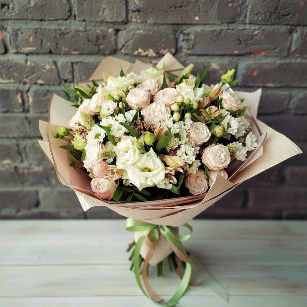 Букет цветов из: Альстромерии, Розы и Хризантемы в Аксай