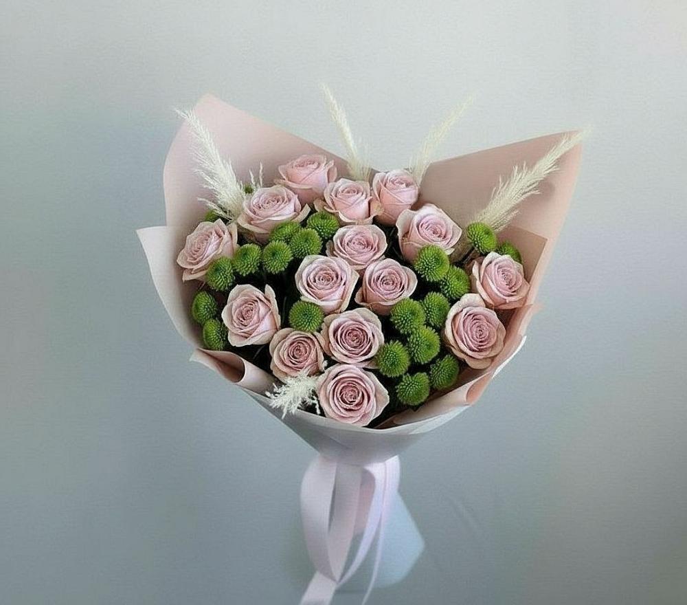 Букет цветов из: Розы и Хризантемы в Аксай