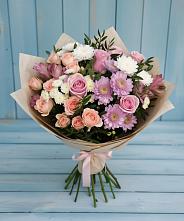 Букет цветов из:  Хризантемы, Розы и Альстромерии в Аксай