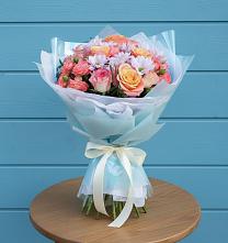 Букет цветов из:  Хризантемы и Розы в Аксай