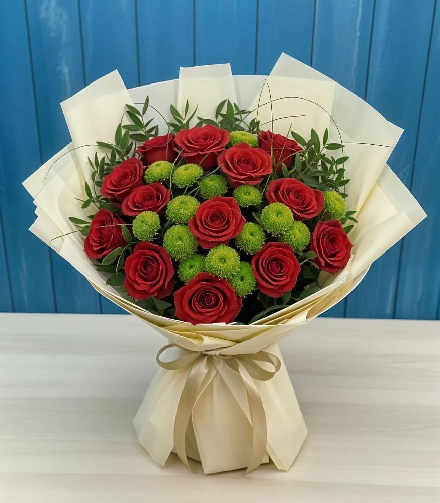 Букет цветов из: Розы и Хризантемы в Аксай