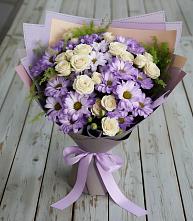 Букет цветов из:  Хризантемы и Розы #REPLACE_PRED# Аксай